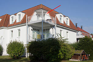 Balkon der Ferienwohnung 26 in der Villa Seebach 